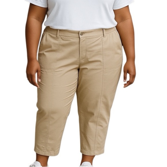Addition Elle Ankle Length Pants Beige - Picture 1 of 9
